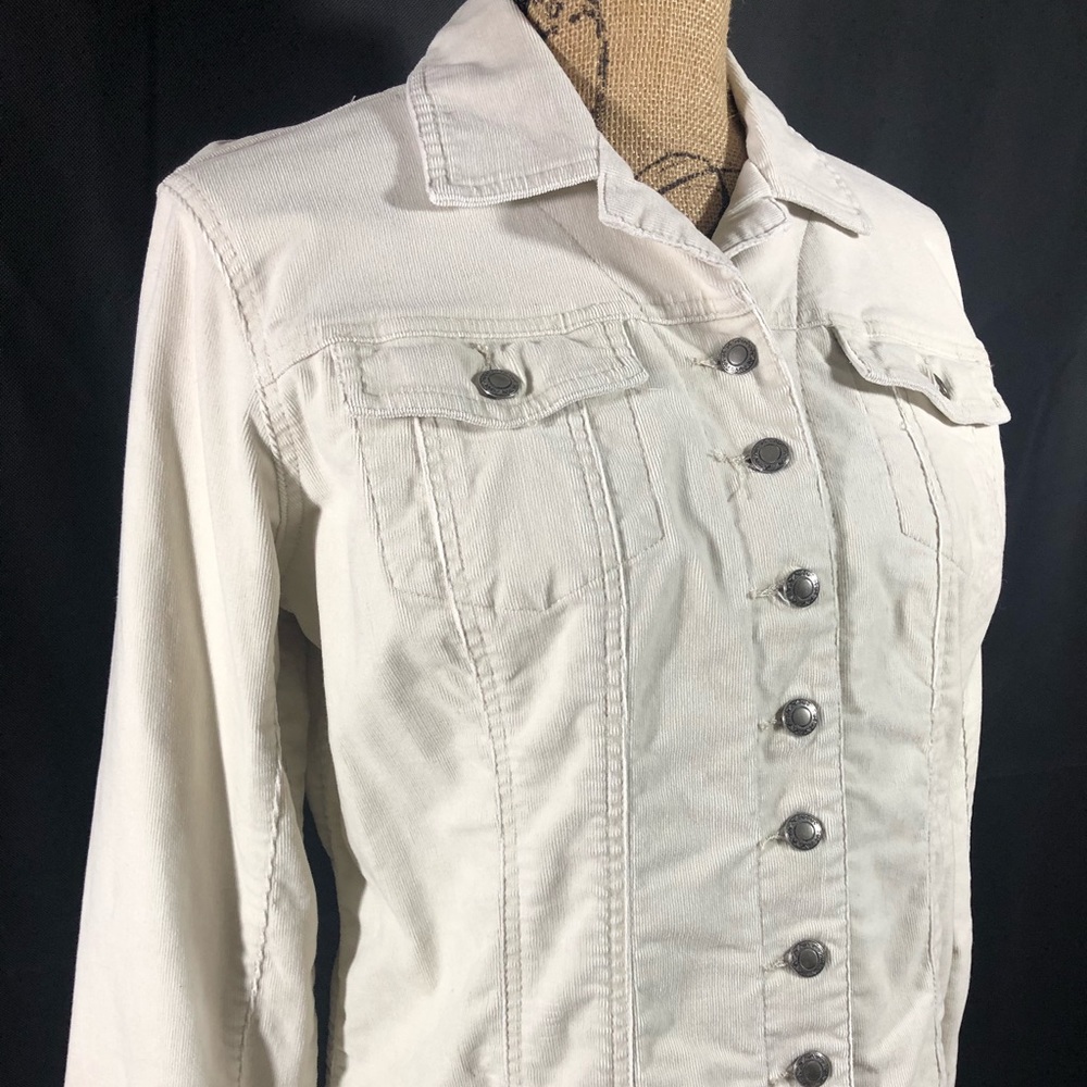 Chicos White Corduroy Jacket Size 1/Medium